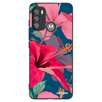 Picasee silikonový černý obal pro Motorola Moto G60 - Hibiscus
