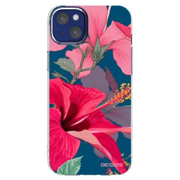 Picasee silikonový průhledný obal pro Apple iPhone 14 Plus - Hibiscus