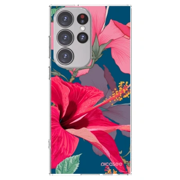 Picasee silikonový průhledný obal pro Samsung Galaxy S23 Ultra 5G - Hibiscus