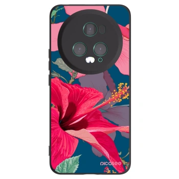 Picasee silikonový černý obal pro Honor Magic5 Pro - Hibiscus