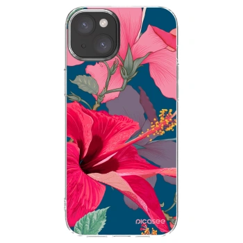 Picasee silikonový průhledný obal pro Apple iPhone 15 Plus - Hibiscus