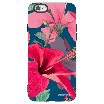 Picasee silikonový černý obal pro Apple iPhone 6/6S - Hibiscus