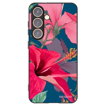 Picasee silikonový černý obal pro Samsung Galaxy S24 S921B 5G - Hibiscus