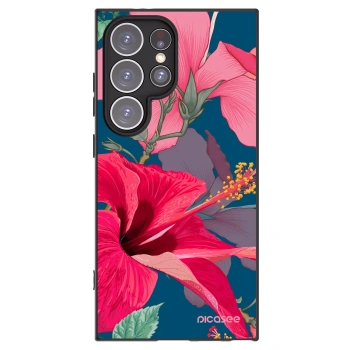 Picasee silikonový černý obal pro Samsung Galaxy S24 Ultra S928B 5G - Hibiscus