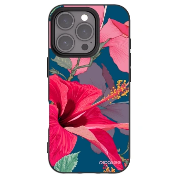 Picasee silikonový černý obal pro Apple iPhone 16 Pro - Hibiscus