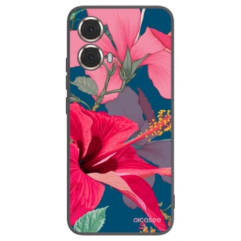 Picasee silikonový černý obal pro Motorola Moto G85 - Hibiscus