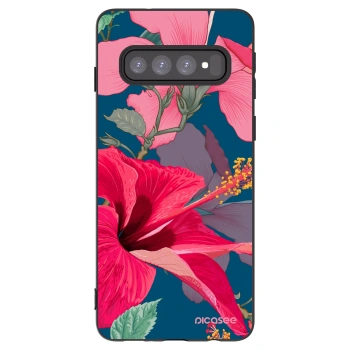 Picasee silikonový černý obal pro Samsung Galaxy S10 G973 - Hibiscus