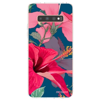 Picasee silikonový průhledný obal pro Samsung Galaxy S10 Plus G975 - Hibiscus
