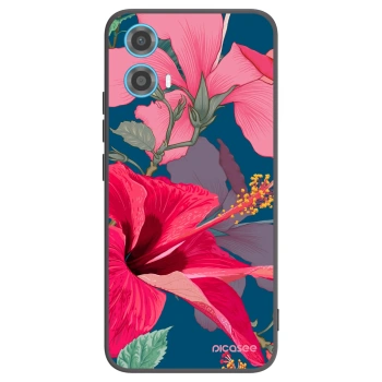 Picasee silikonový černý obal pro Motorola Moto G34 5G - Hibiscus