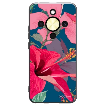 Picasee silikonový černý obal pro Honor Magic8 Lite 5G - Hibiscus