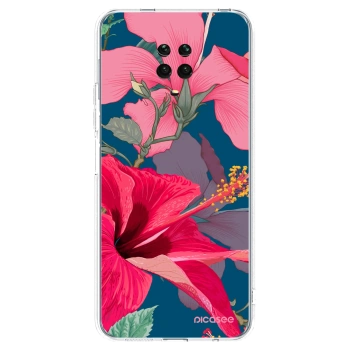 Picasee silikonový průhledný obal pro Xiaomi Redmi Note 9 Pro - Hibiscus