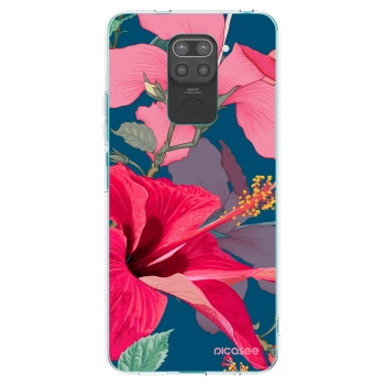 Picasee silikonový černý obal pro Xiaomi Redmi Note 9 - Hibiscus