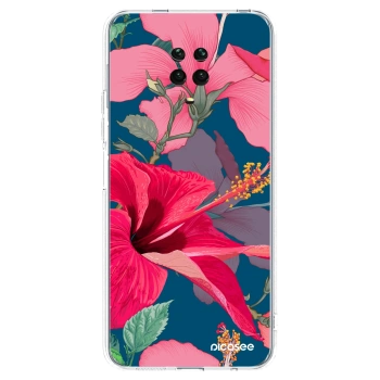 Picasee silikonový průhledný obal pro Xiaomi Redmi Note 9S - Hibiscus