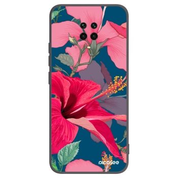 Picasee silikonový černý obal pro Xiaomi Redmi Note 9S - Hibiscus