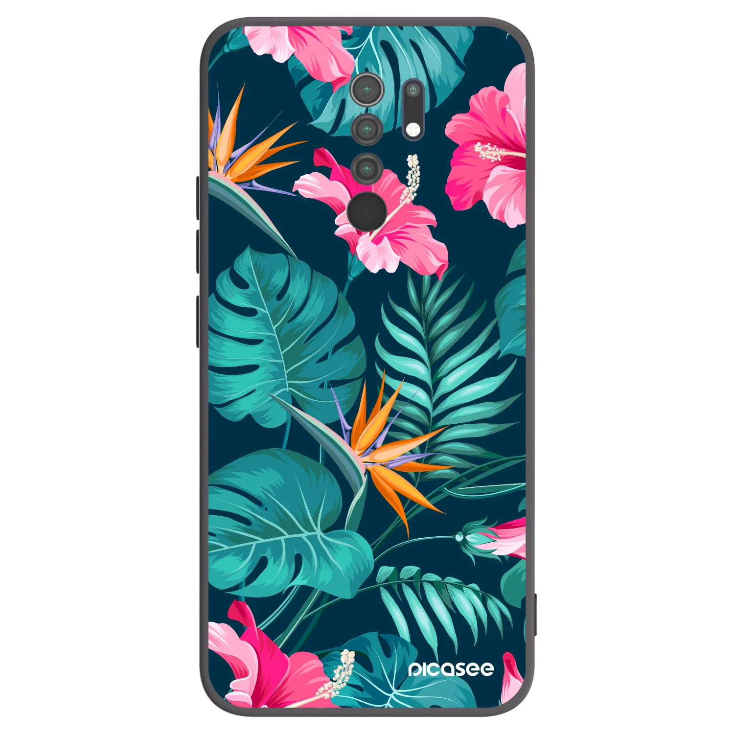 Picasee silikonový černý obal pro Xiaomi Redmi 9 - Pink Monstera