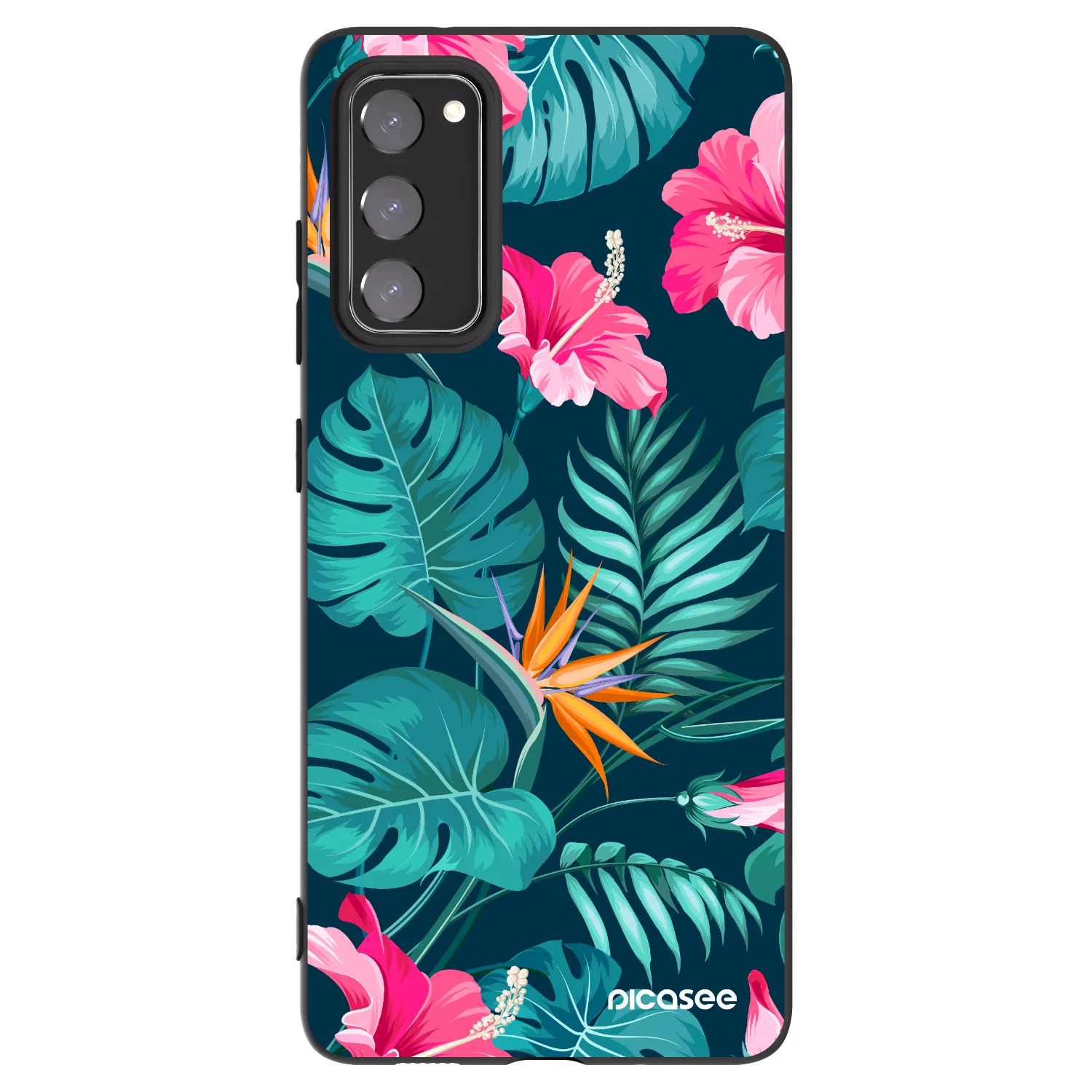Picasee silikonový černý obal pro Samsung Galaxy S20 FE - Pink Monstera