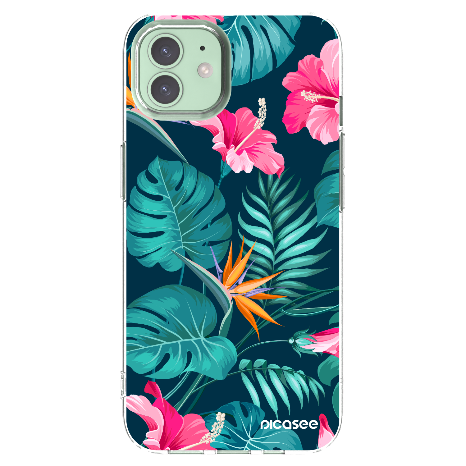 Picasee silikonový průhledný obal pro Apple iPhone 12 Pro - Pink Monstera