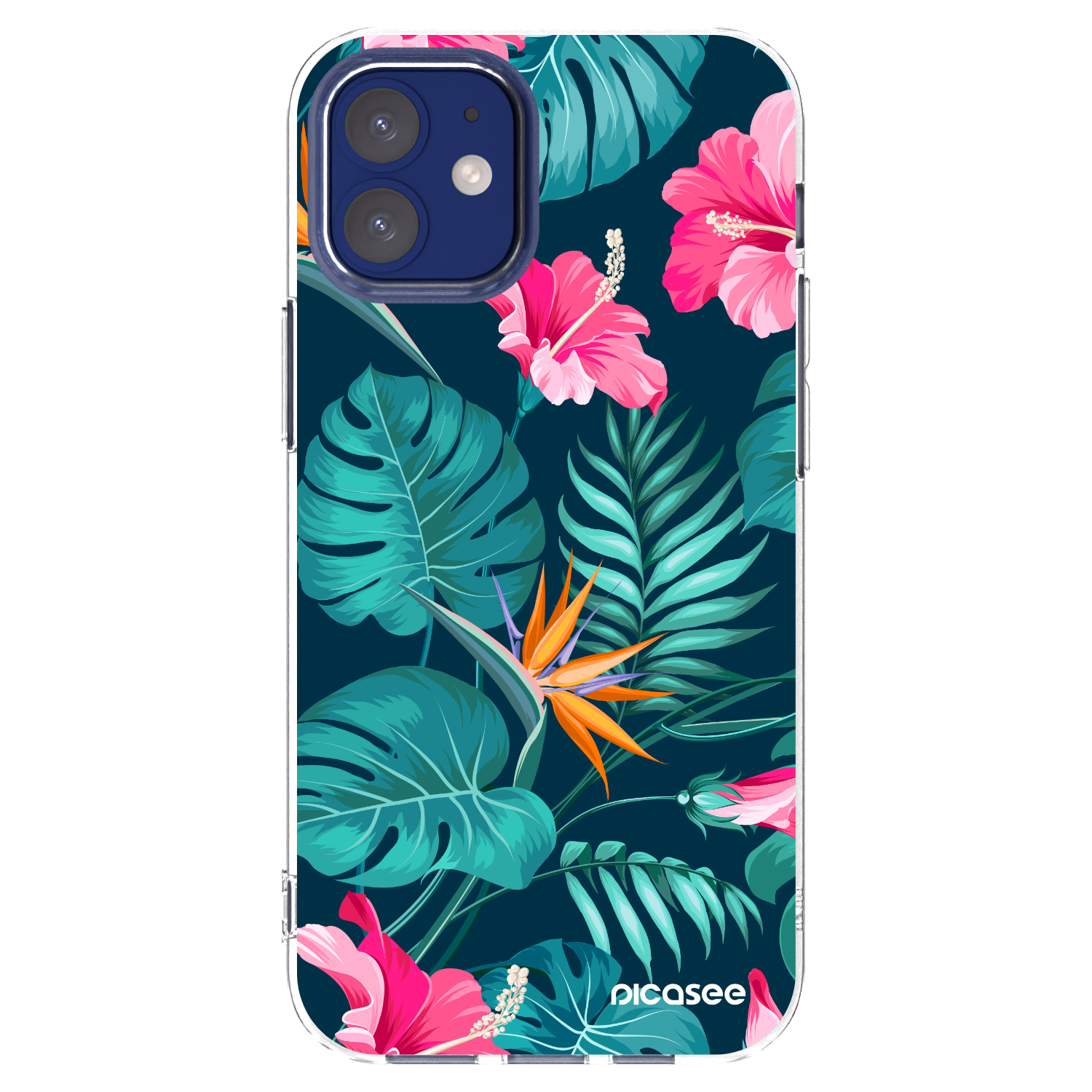 Picasee silikonový průhledný obal pro Apple iPhone 12 mini - Pink Monstera