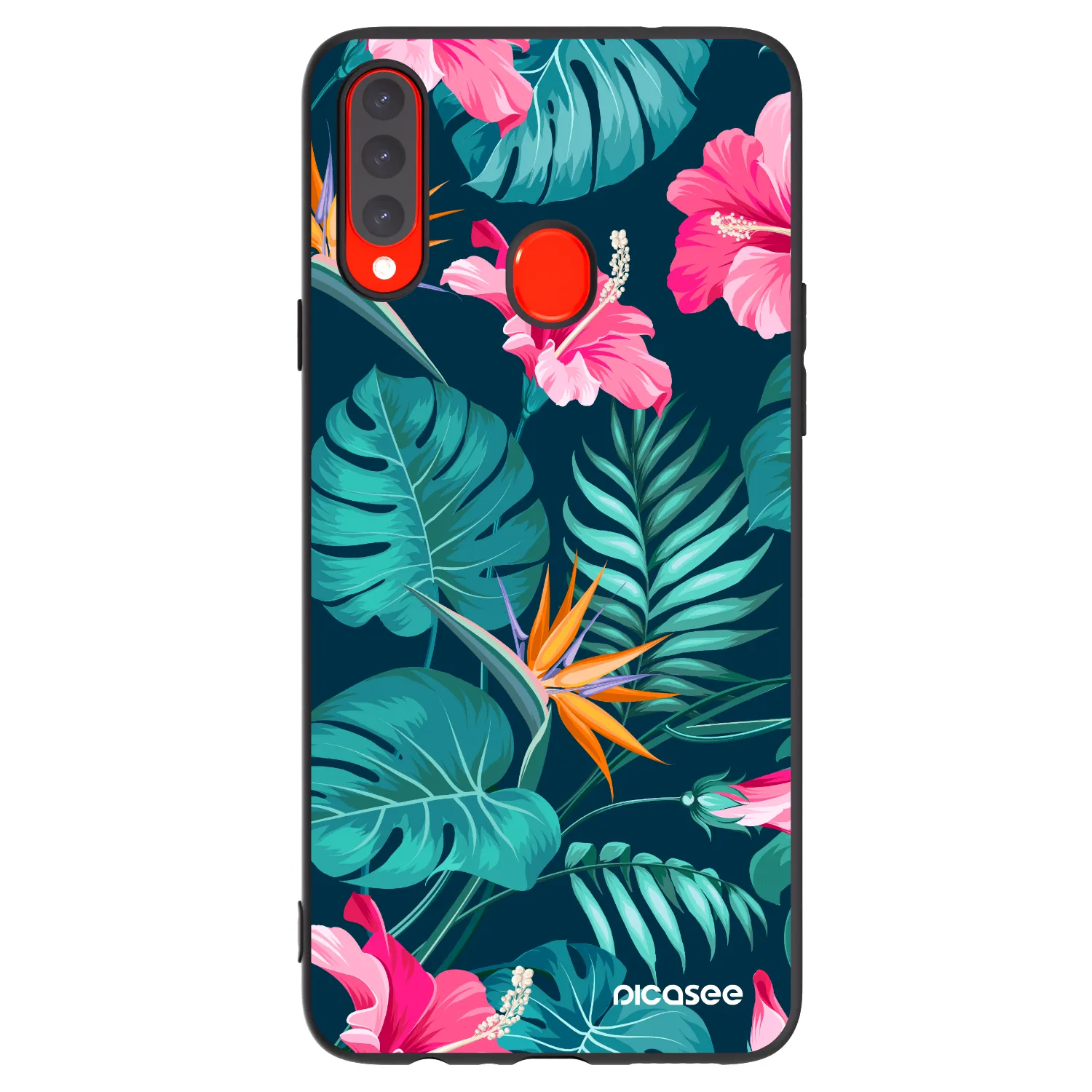 Picasee silikonový černý obal pro Samsung Galaxy A20s - Pink Monstera