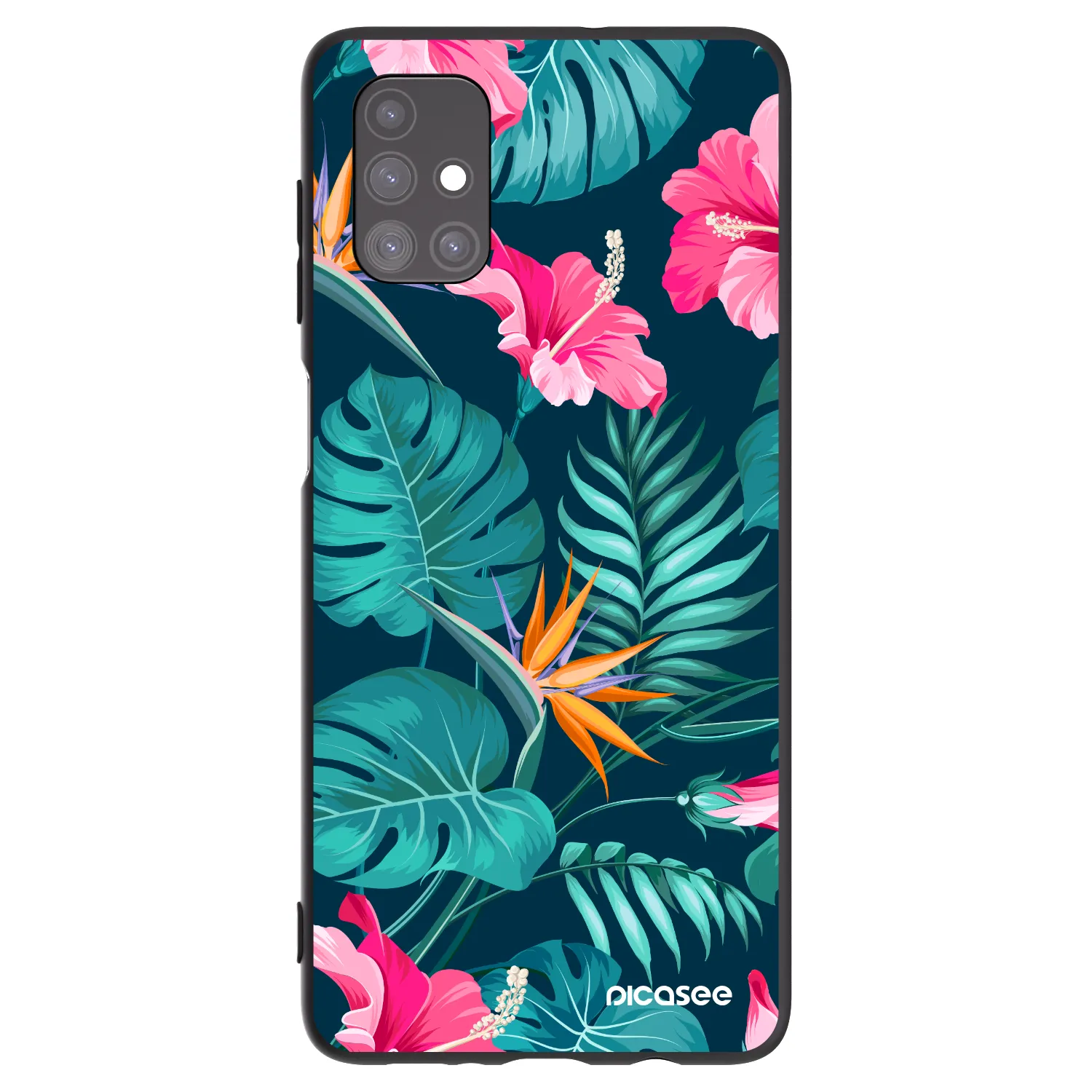 Picasee silikonový černý obal pro Samsung Galaxy M51 M515F - Pink Monstera