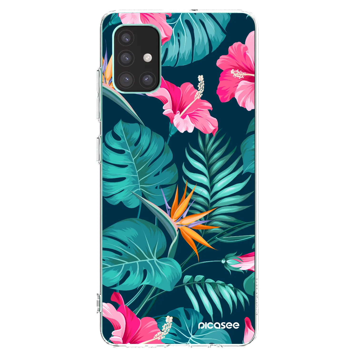 Picasee silikonový průhledný obal pro Samsung Galaxy M51 M515F - Pink Monstera
