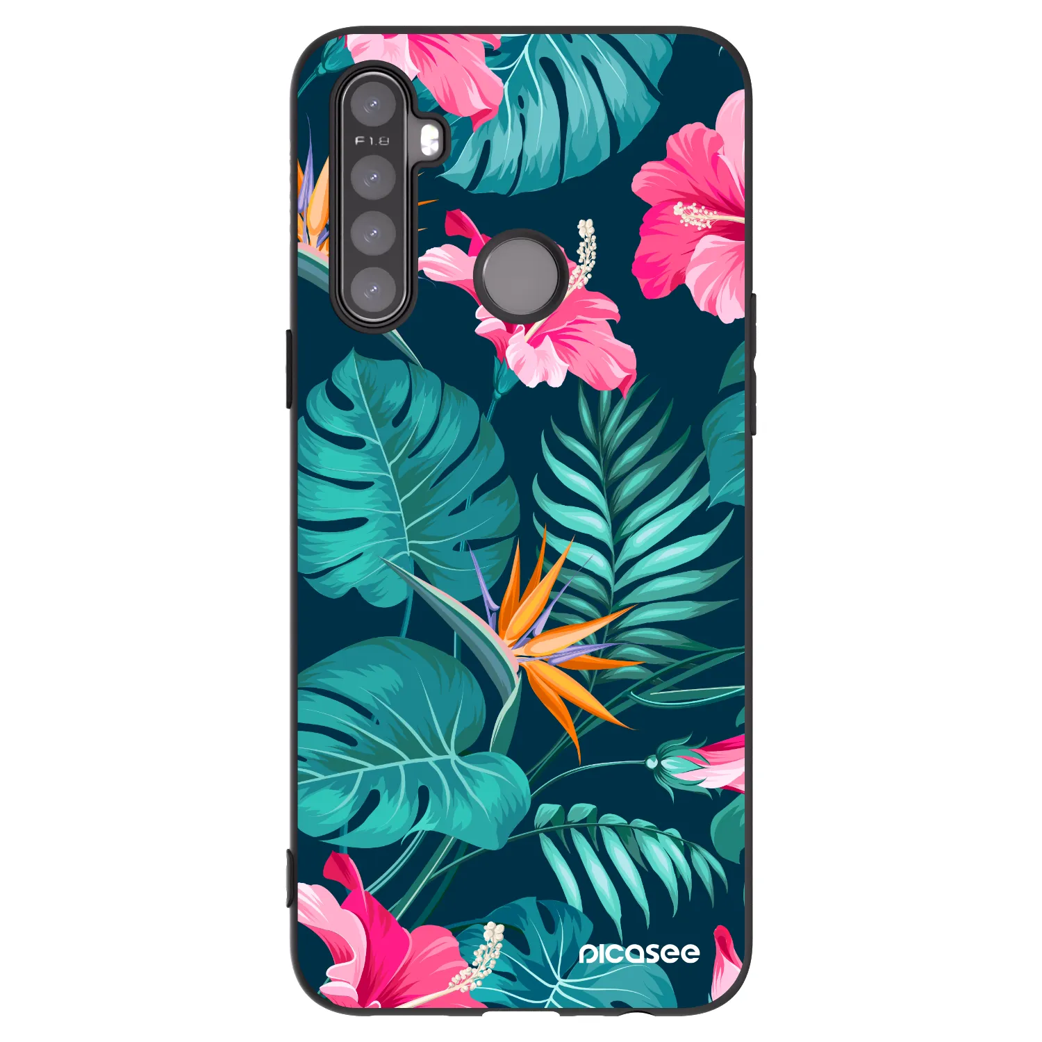 Picasee silikonový černý obal pro Realme 6i - Pink Monstera