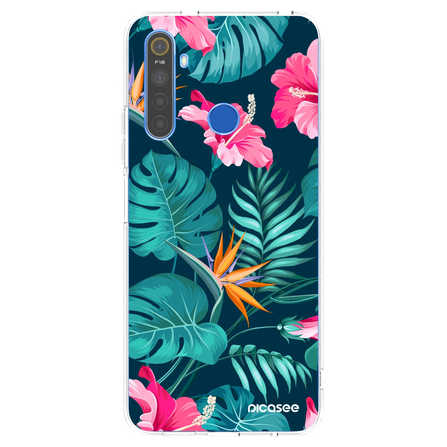 Picasee silikonový průhledný obal pro Realme 5 - Pink Monstera