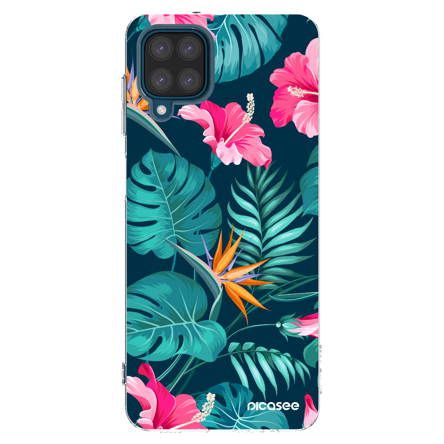 Picasee silikonový průhledný obal pro Samsung Galaxy A12 A125F - Pink Monstera