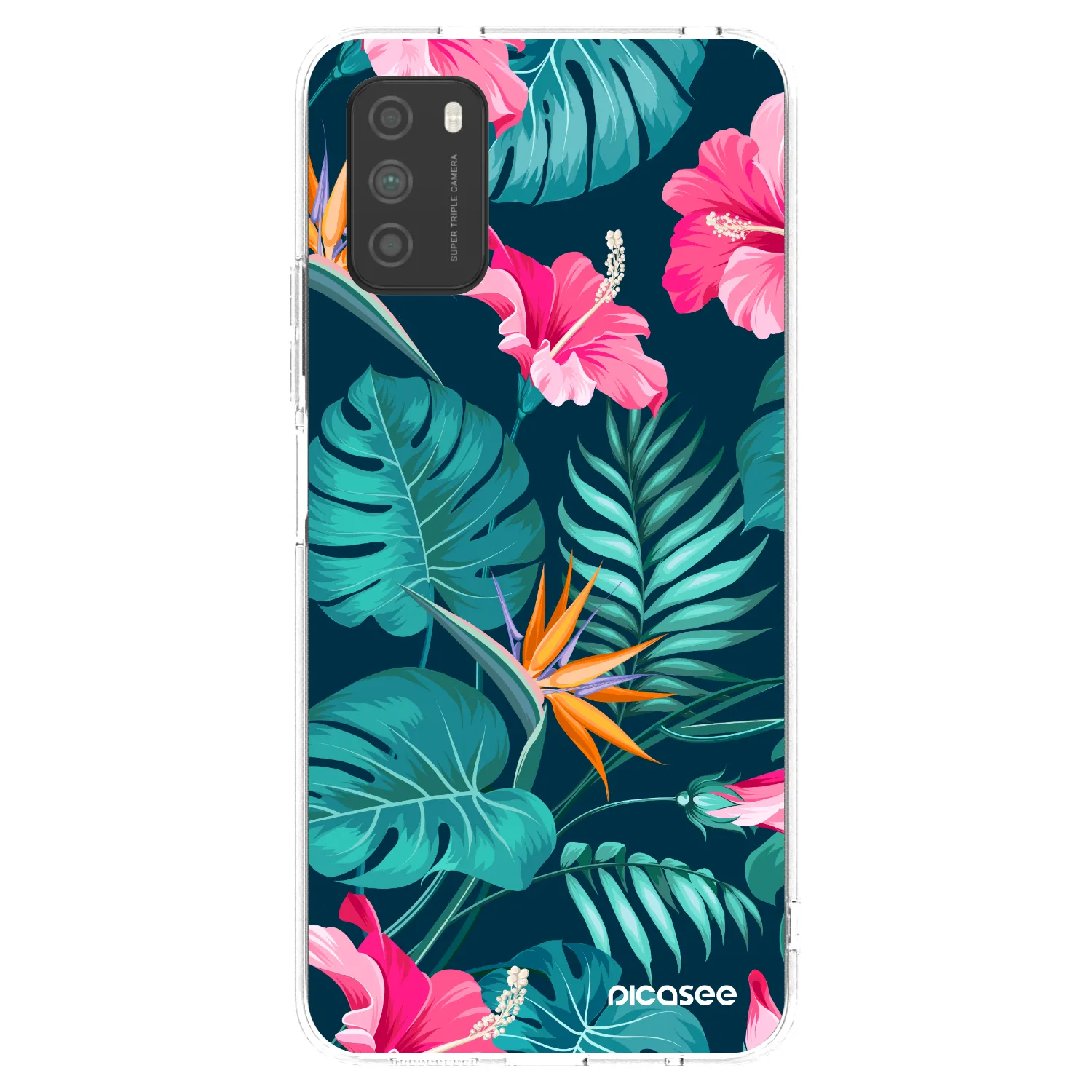 Picasee silikonový průhledný obal pro Xiaomi Poco M3 - Pink Monstera