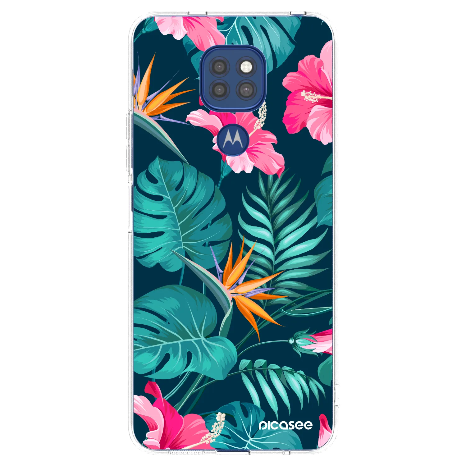 Picasee silikonový průhledný obal pro Motorola Moto G9 Play - Pink Monstera