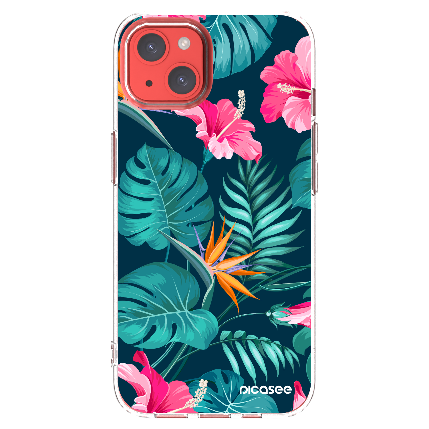 Picasee silikonový průhledný obal pro Apple iPhone 13 - Pink Monstera