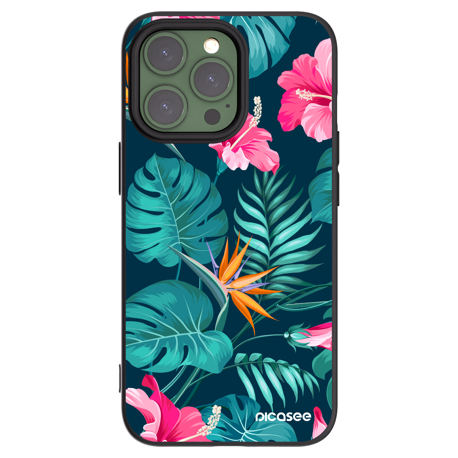 Picasee silikonový černý obal pro Apple iPhone 13 Pro - Pink Monstera