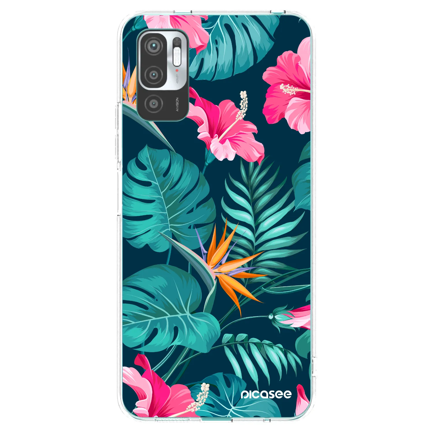 Picasee silikonový průhledný obal pro Xiaomi Redmi Note 10 5G - Pink Monstera