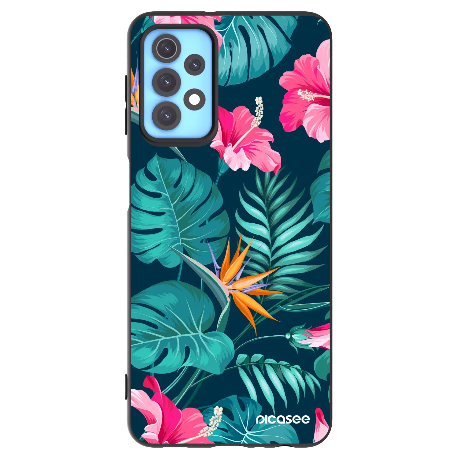Picasee silikonový černý obal pro Samsung Galaxy A32 4G SM-A325F - Pink Monstera