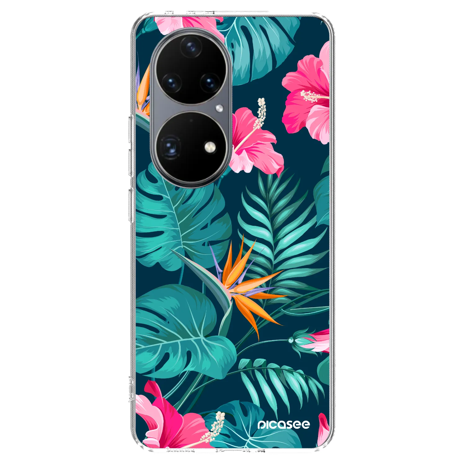 Picasee silikonový průhledný obal pro Huawei P50 - Pink Monstera
