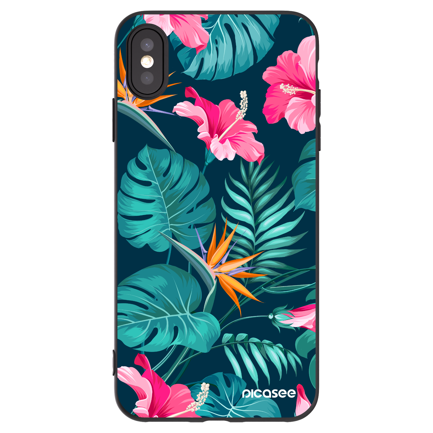 Picasee silikonový černý obal pro Apple iPhone XS Max - Pink Monstera
