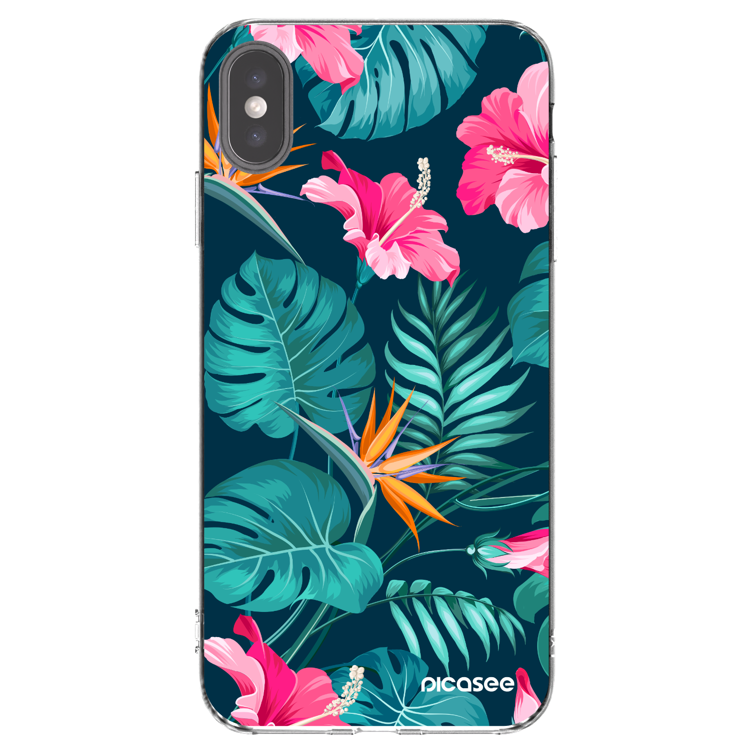 Picasee silikonový průhledný obal pro Apple iPhone XS Max - Pink Monstera