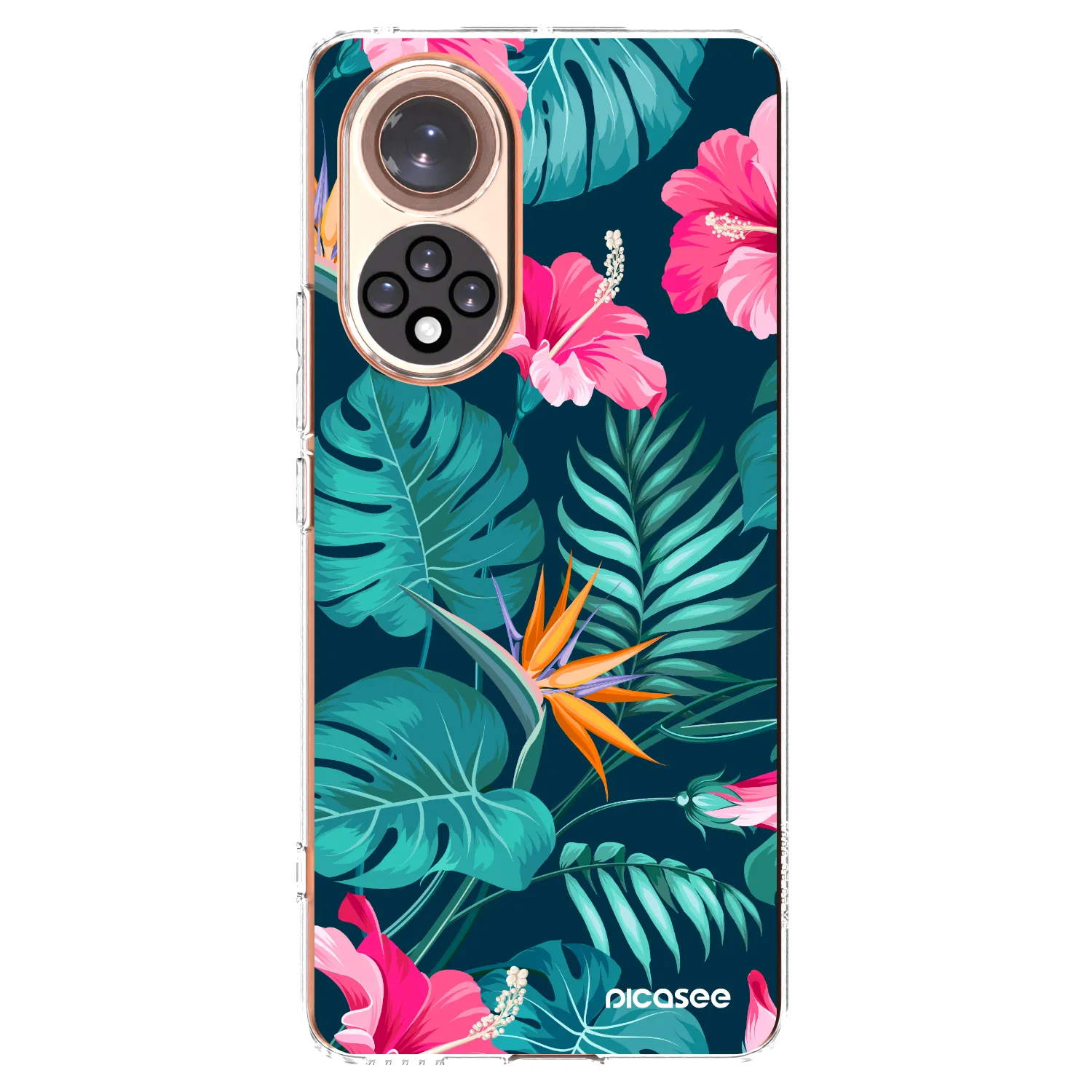 Picasee silikonový průhledný obal pro Honor 50 5G - Pink Monstera