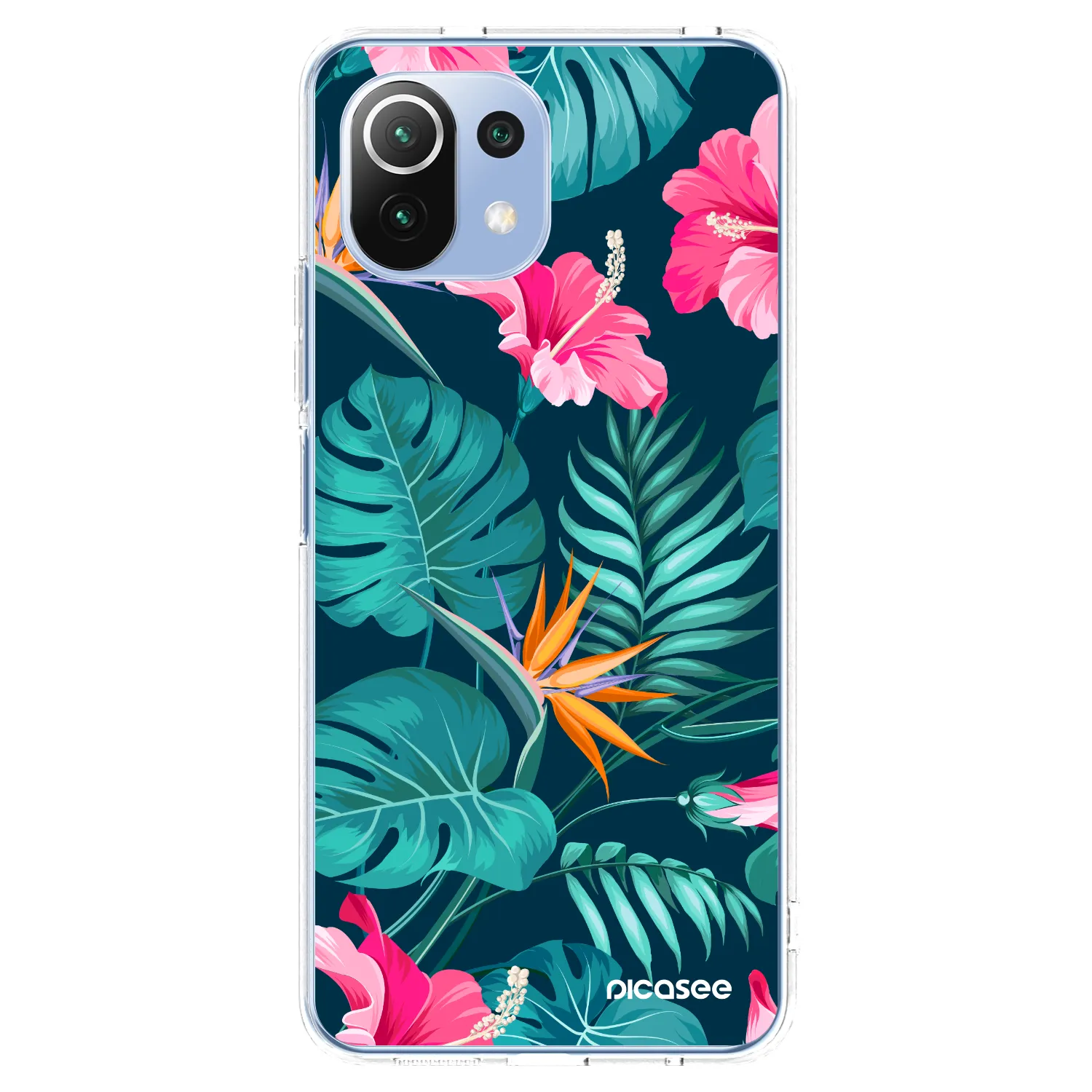 Picasee silikonový průhledný obal pro Xiaomi 11 Lite 5G NE - Pink Monstera