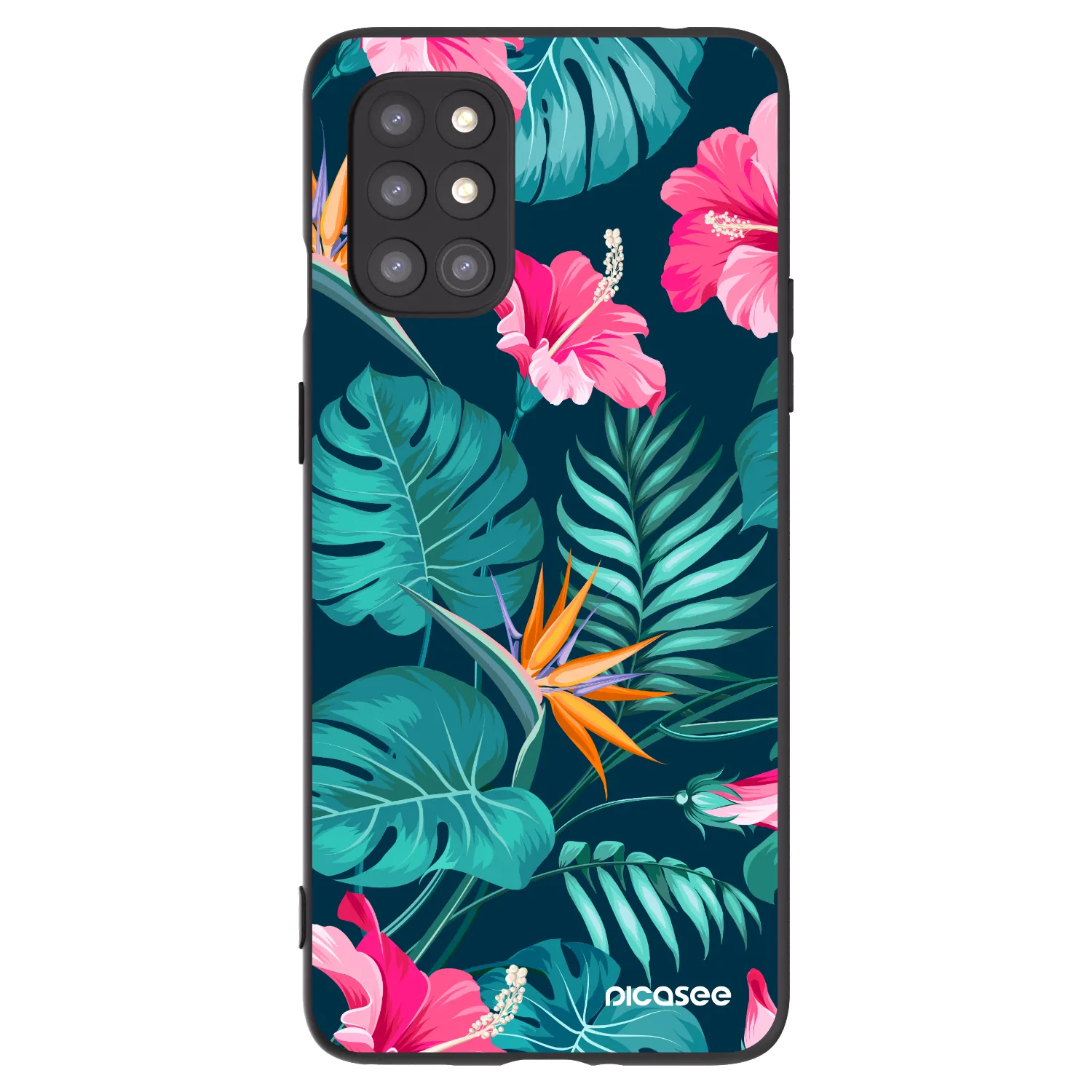 Picasee silikonový černý obal pro OnePlus 8T - Pink Monstera