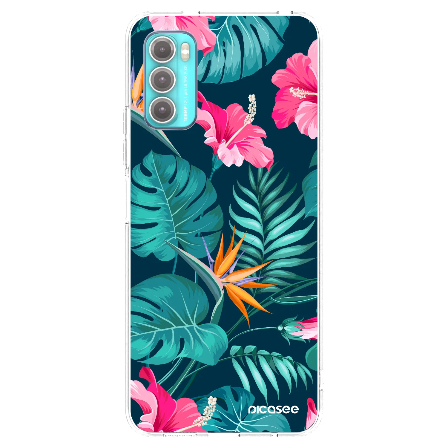 Picasee silikonový průhledný obal pro Motorola Moto G60 - Pink Monstera