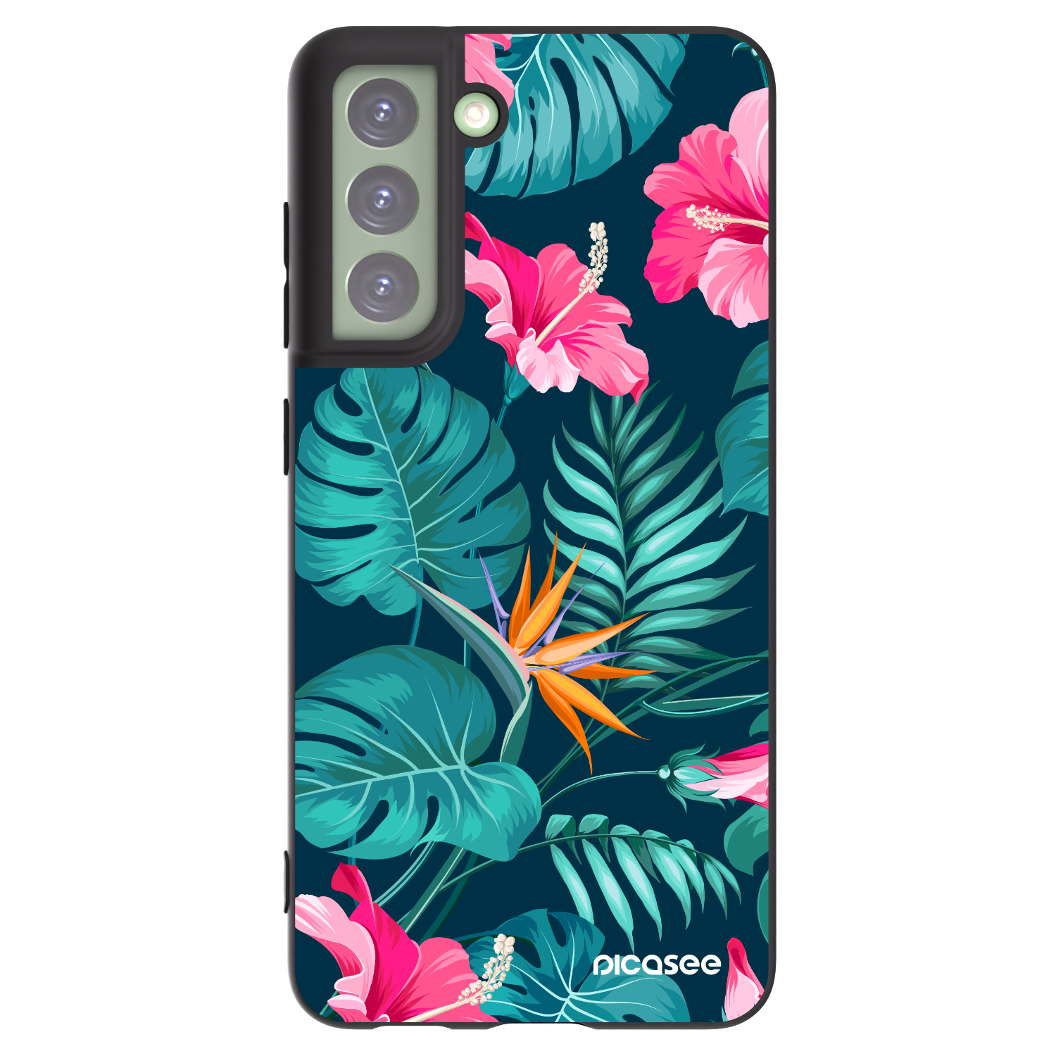 Picasee silikonový černý obal pro Samsung Galaxy S21 FE 5G - Pink Monstera