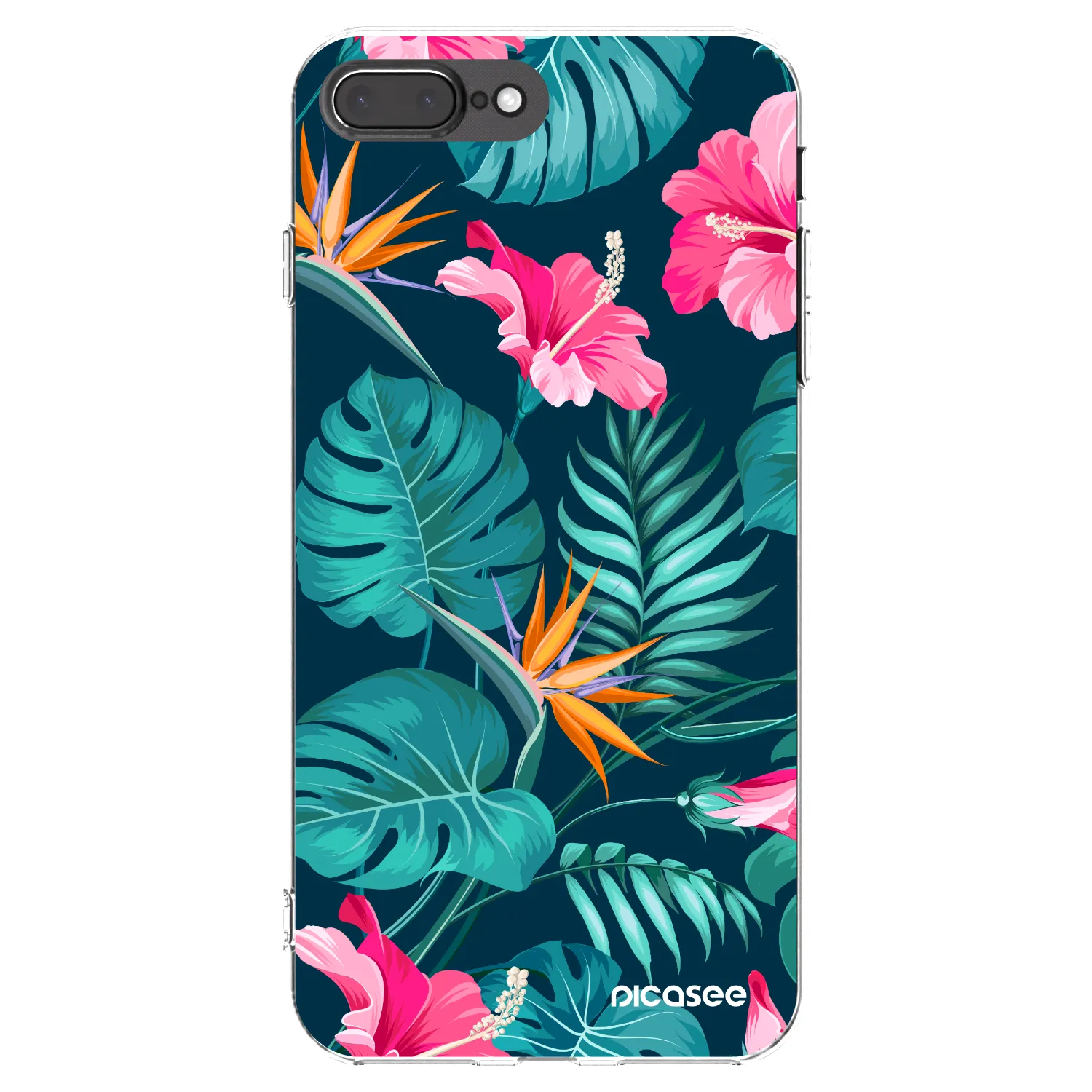 Picasee silikonový průhledný obal pro Apple iPhone 7 Plus - Pink Monstera