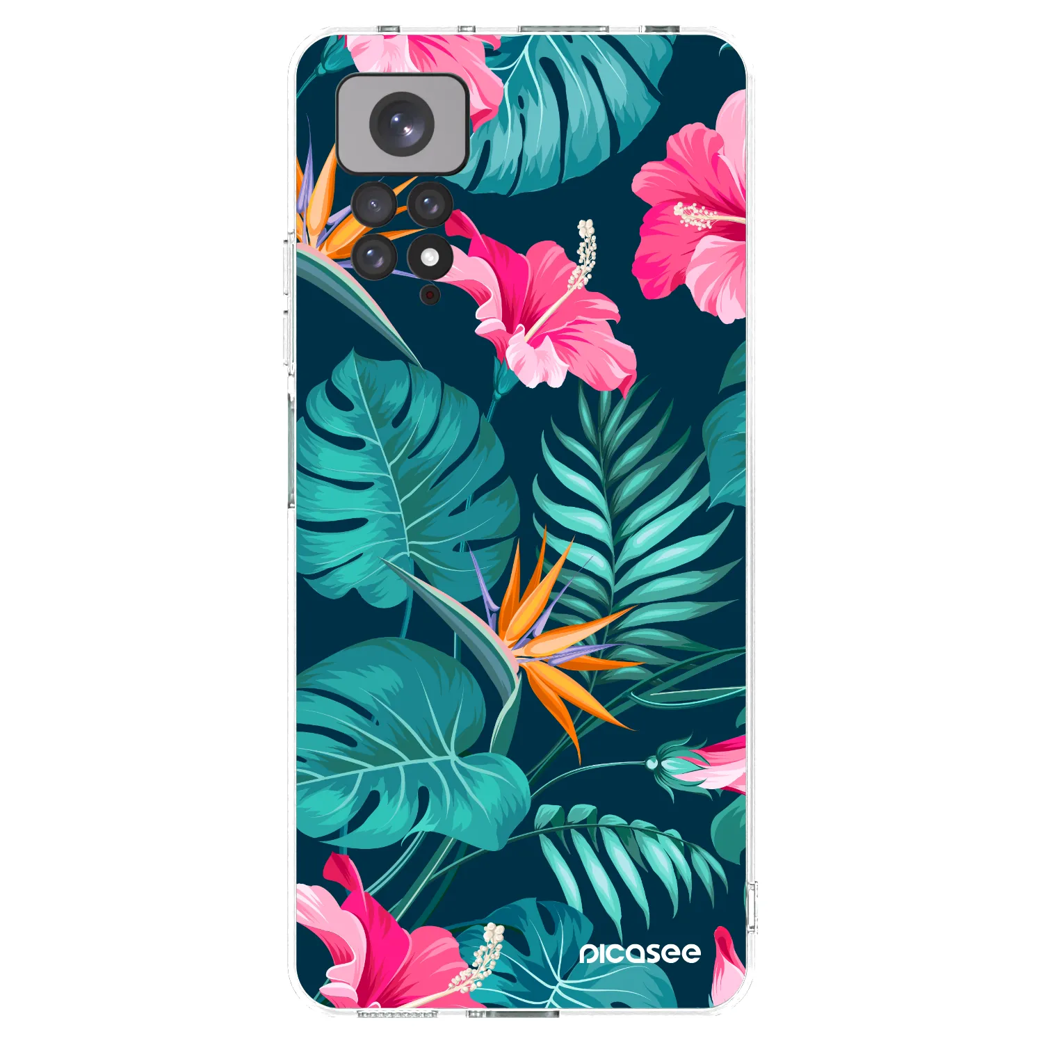 Picasee silikonový průhledný obal pro Xiaomi Redmi Note 11S 4G - Pink Monstera