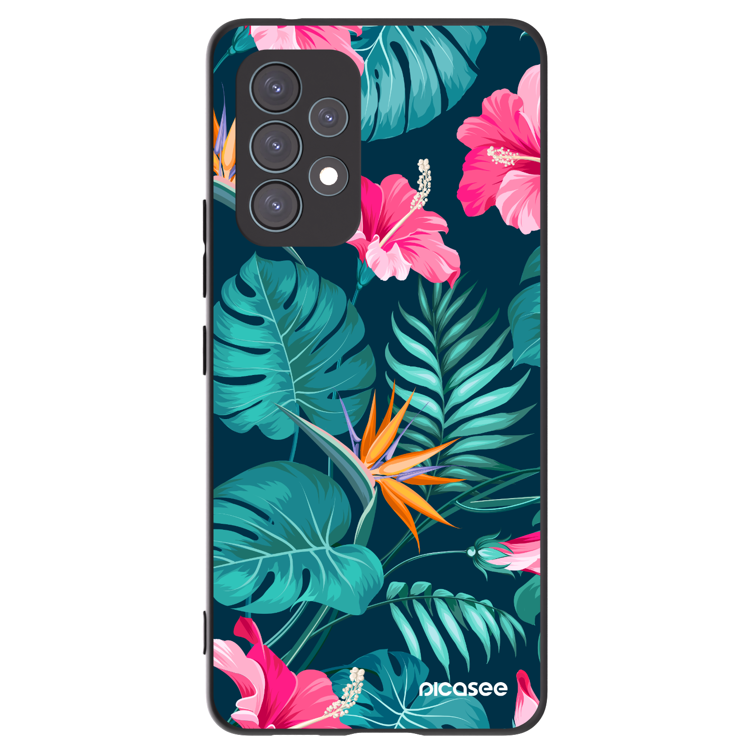 Picasee silikonový černý obal pro Samsung Galaxy A53 5G A536 - Pink Monstera