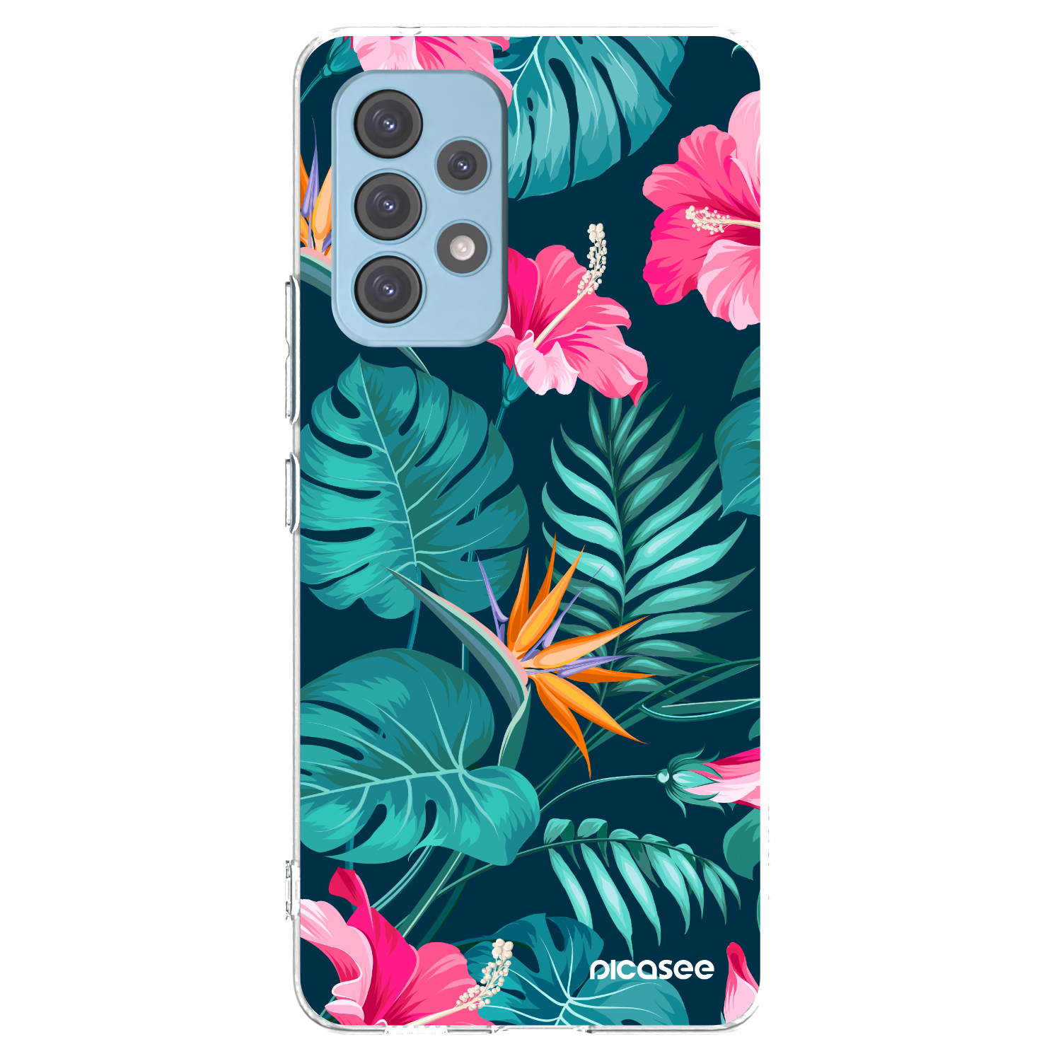 Picasee silikonový průhledný obal pro Samsung Galaxy A53 5G A536 - Pink Monstera