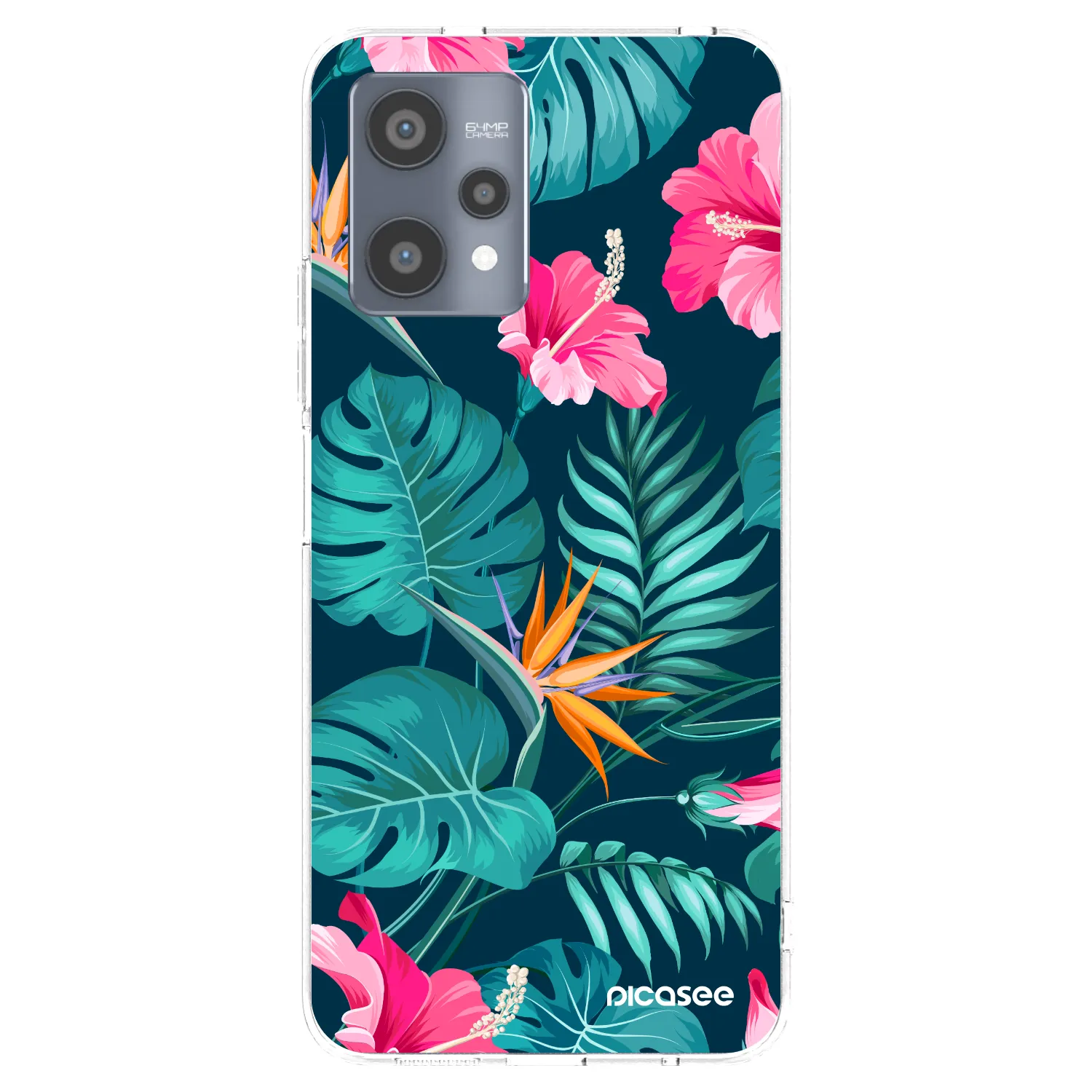 Picasee silikonový průhledný obal pro Realme 9 Pro 5G - Pink Monstera