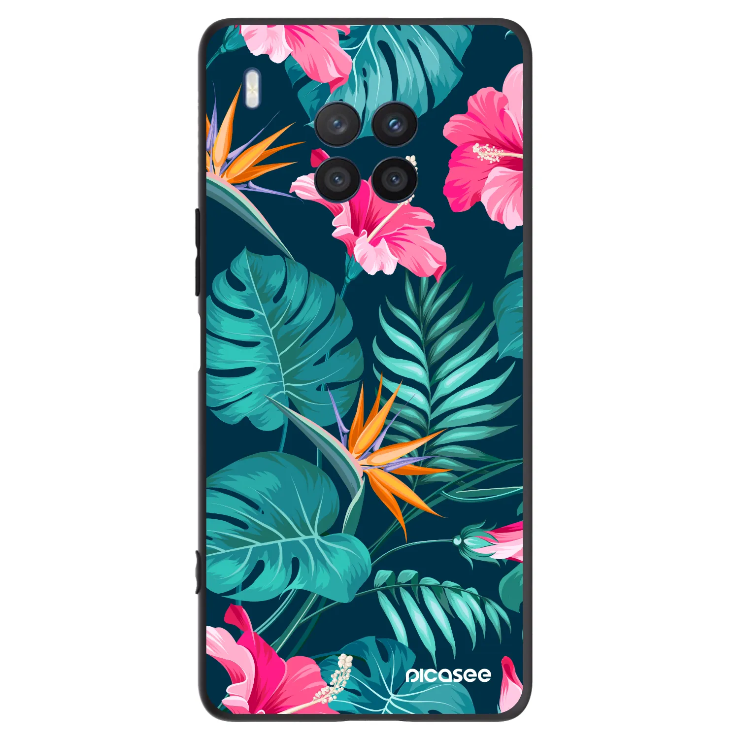 Picasee silikonový černý obal pro Honor 50 Lite - Pink Monstera