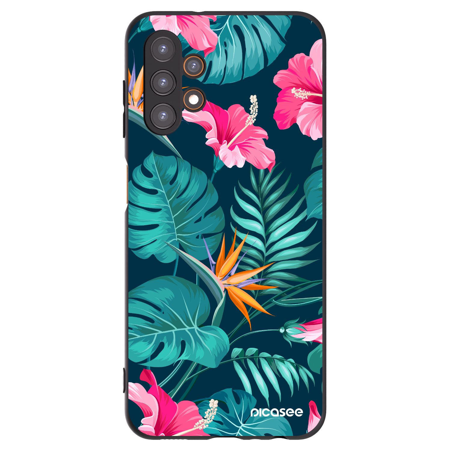 Picasee silikonový černý obal pro Samsung Galaxy A13 4G A135 - Pink Monstera