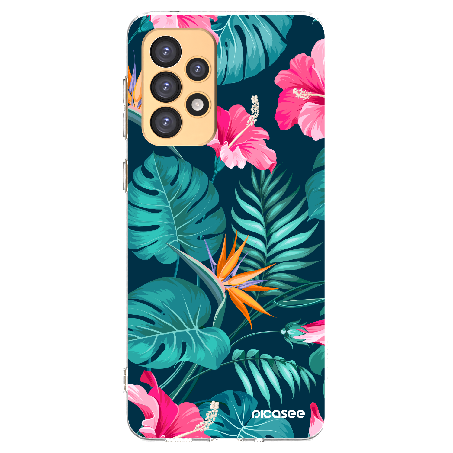 Picasee silikonový průhledný obal pro Samsung Galaxy A33 5G A336 - Pink Monstera